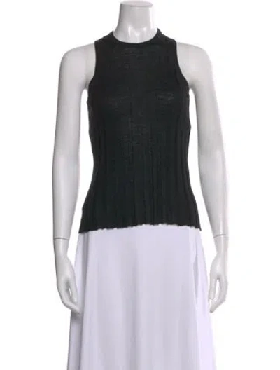 Pre-owned Maison Ullens Silk Mock Neck Top In Black