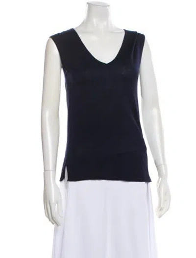 Pre-owned Maison Ullens Silk V-neck Top In Blue