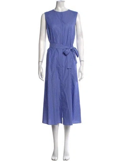 Pre-owned Maison Ullens Striped Midi Length Dress W/ Tags In Blue