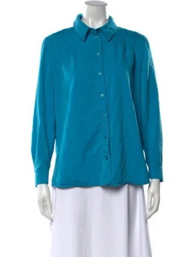 Pre-owned Maison Ullens Virgin Wool Long Sleeve Button-up Top In Blue