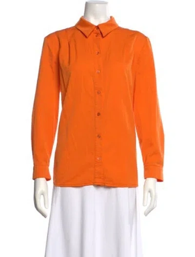 Pre-owned Maison Ullens Virgin Wool Long Sleeve Button-up Top In Orange