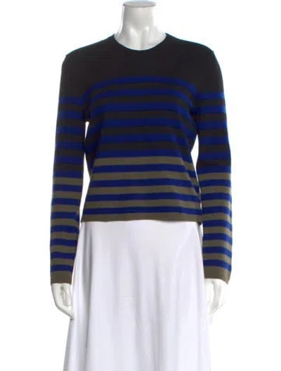 Pre-owned Maison Ullens Virgin Wool Striped Sweater In Black