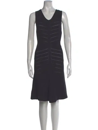 Pre-owned Maison Ullens V-neck Knee-length Dress In Gray