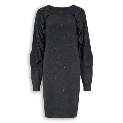 Maison Wanda Women's Grey Dropped Ruffle Dress In Gray