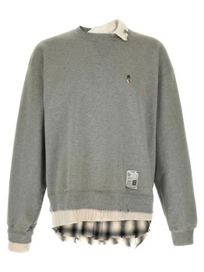 Maison Yasuhiro Grey Plaid Crew Neck Sweatshirt In Gray