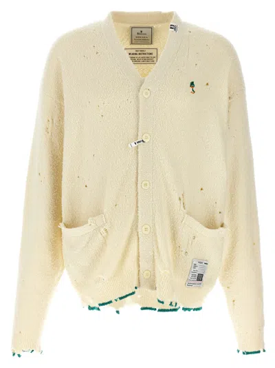 Maison Yasuhiro White Distressed Cardigan