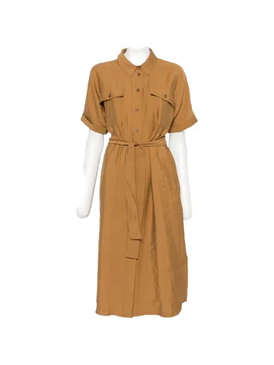 Maison123 Belted Button-front Shirt Dress In Brown