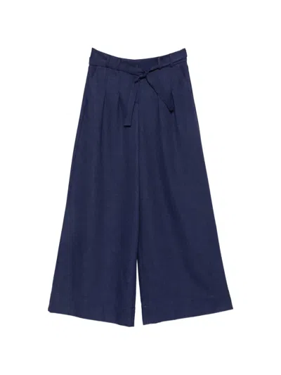 Maison123 Belted Wide-leg Trousers In Blue