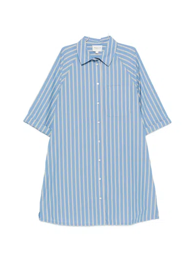 Maison123 Besta R Rayee Vertical-stripe Mini Shirt Dress In Blue