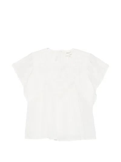 Maison123 Broderie-anglaise Flutter-sleeve Blouse In White