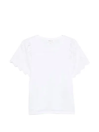Maison123 Broderie-anglaise Flutter-sleeve T-shirt In White