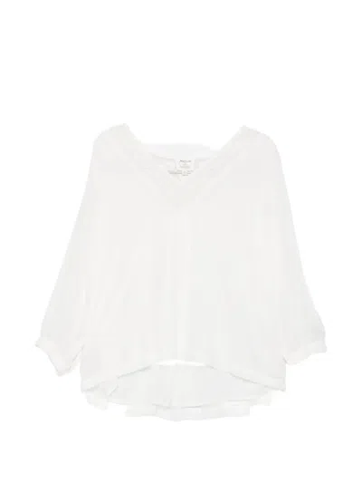 Maison123 Broderie-anglaise V-neck Blouse In White