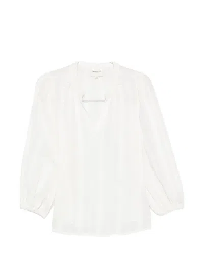 Maison123 Broderie-anglaise V-neck Blouse In White