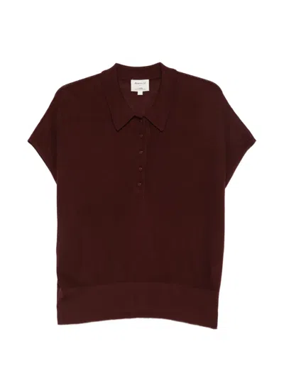 Maison123 Button-up Short-sleeve Polo Top In Brown