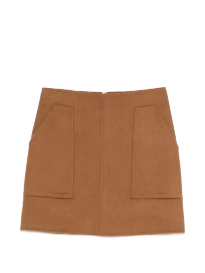 Maison123 Camellia Patch Pockets Mini Skirt In Brown