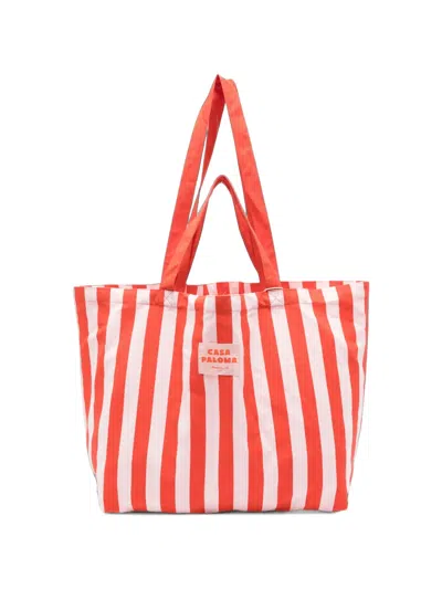 Maison123 Casa Paloma Striped Tote Bag In Orange