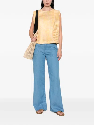 Maison123 Doree Gingham Sleeveless Top In Yellow