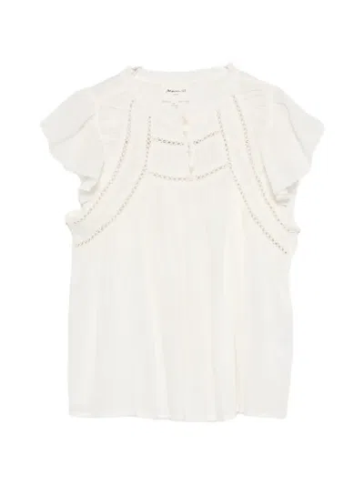 Maison123 Dover Embroidered Ruffled Blouse In Neutrals
