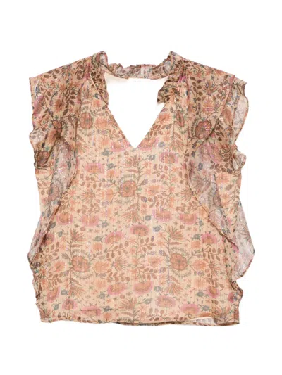 Maison123 Floral-print Ruffled Top In Multi