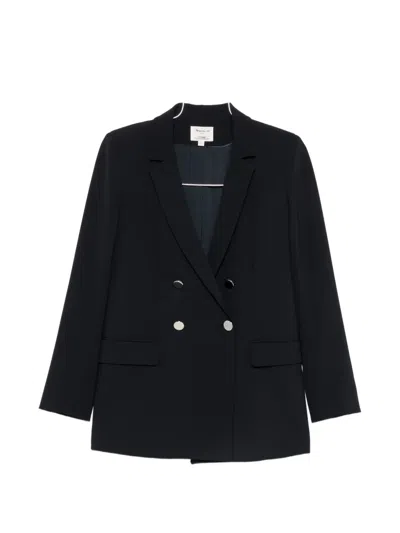 Maison123 Florine Double-breasted Notched-lapels Blazer In Blue