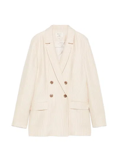 Maison123 Florine Pinstripe Double-breasted Blazer In 뉴트럴