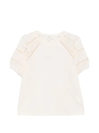 Maison123 Lace-trim Short-sleeve T-shirt In Neutral