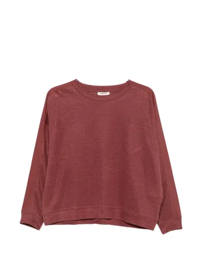 Maison123 Lisa Contrast-panel Drop-shoulder Top In Red