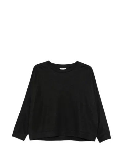Maison123 Lisa Long-sleeve Crew Neck Top In 블랙