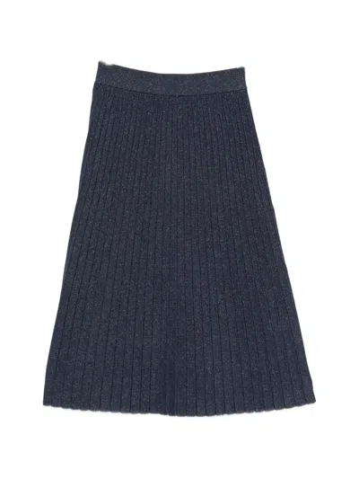 Maison123 Olympe Ribbed-knit Metallic-thread Maxi Skirt In Blue