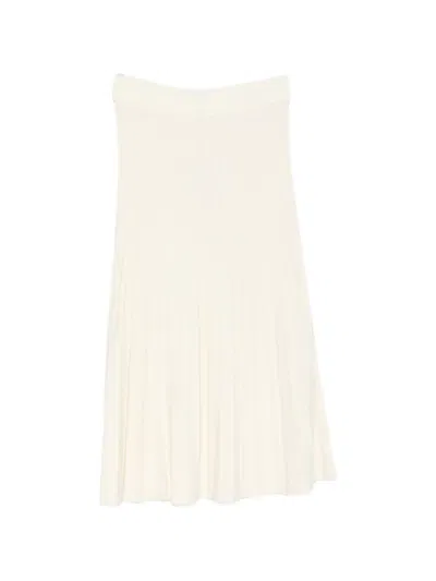 Maison123 Ondine Cable-knit Pleated Midi Skirt In Neutral