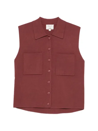 Maison123 Petra Sleeveless Collared Top In Brown
