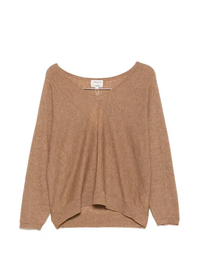 Maison123 Pitt V-neck Metallic-effect Sweater In Brown