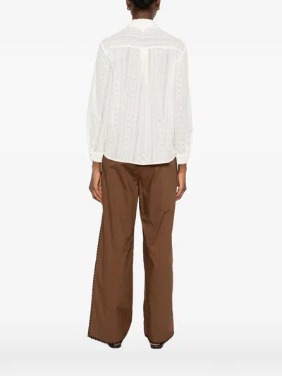 Maison123 Pussy-bow Broderie Anglaise Shirt In Neutrals