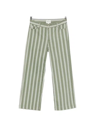 Maison123 Rose Vertical-stripe Cropped Jeans In Green