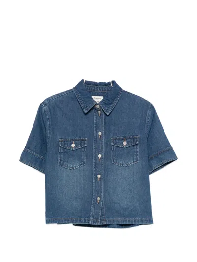 Maison123 Short-sleeve Denim Shirt In Blue
