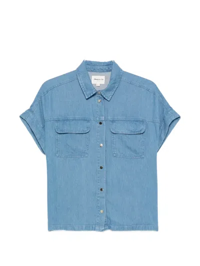 Maison123 Short-sleeve Denim Shirt In Blue