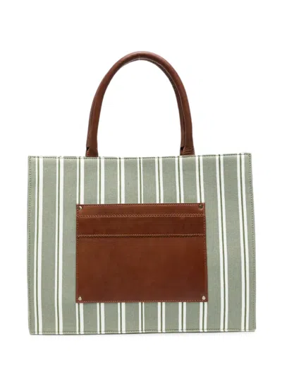 Maison123 Striped Cotton Tote Bag In Brown