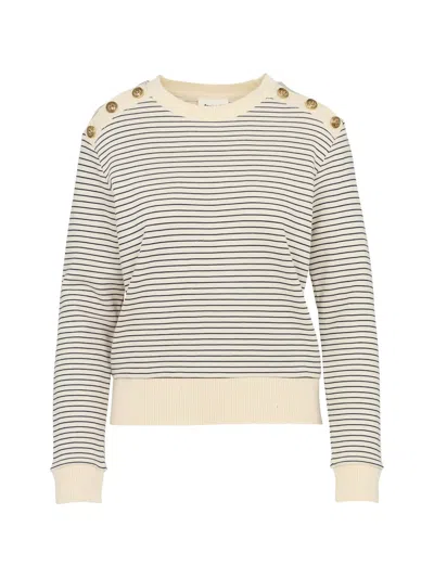 Maison123 Talia Horizontal-stripe Long Sleeve T-shirt In Neutrals