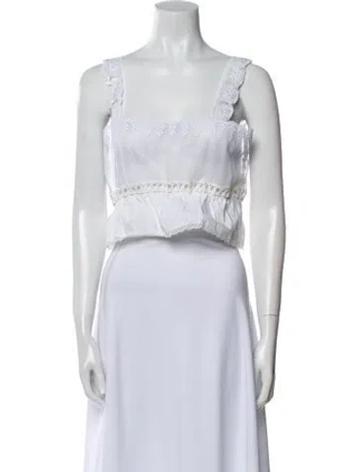Pre-owned Maisoncléo Square Neckline Sleeveless Crop Top In White