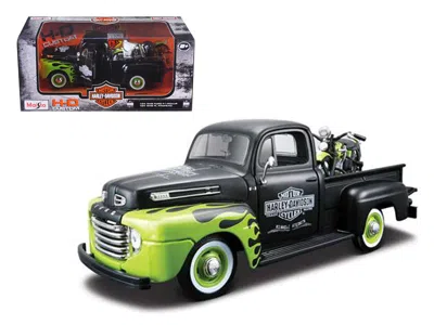 Maisto 1948 Ford F-1 Pickup Truck "harley Davidson" With 1948 Harley Davidson Fl Panhead Motorcycle Black A