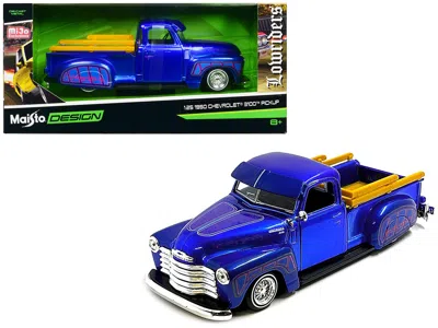 Maisto 1950 Chevrolet 3100 Pickup Truck Lowrider Candy Blue With Graphics "lowriders" Series 1/25 Diecast M