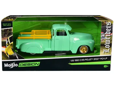 Maisto 1950 Chevrolet 3100 Pickup Truck Lowrider Light Green With Gold Wheels "lowriders" Series 1/24 Dieca