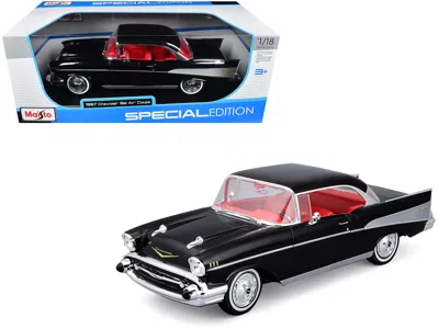 Maisto 1957 Chevrolet Bel Air Coupe Black With Red Interior "special Edition" Series 1/18 Diecast Model Car