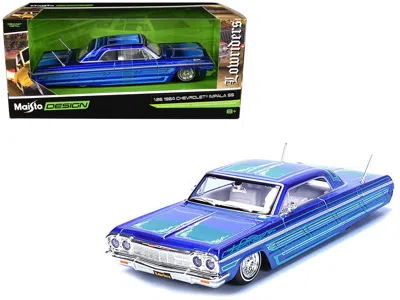 Maisto 1964 Chevrolet Impala Ss Lowrider Candy Blue With Graphics And White Interior "lowriders" " De