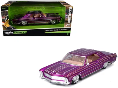 Maisto 1965 Buick Riviera Lowrider Purple Metallic With Graphics "lowriders" Series 1/26 Diecast Model Car 