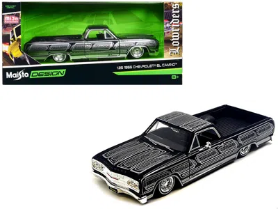 Maisto 1965 Chevrolet El Camino Lowrider Black Metallic With Silver Graphics "lowriders" Series 1/25 Diecas