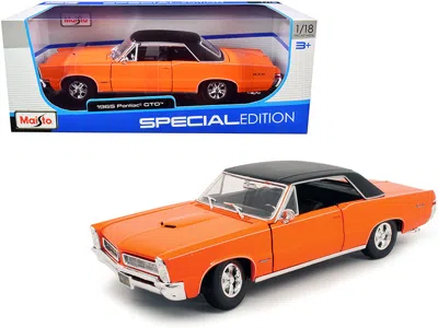 Maisto 1965 Pontiac Gto Hurst Orange With Black Top And White Stripes "special Edition" 1/18 Diecast In Multi