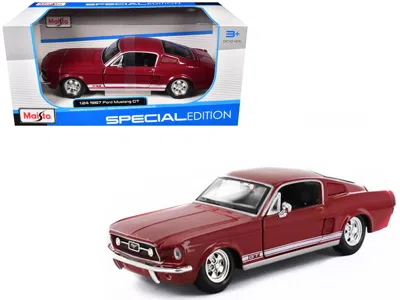 Maisto 1967 Ford Mustang Gt Red With White Stripes 1/24 Diecast Model Car By  In Multi