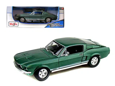 Maisto 1967 Ford Mustang Gta Fastback Green Metallic With White Stripes 1/18 Diecast Model Car By