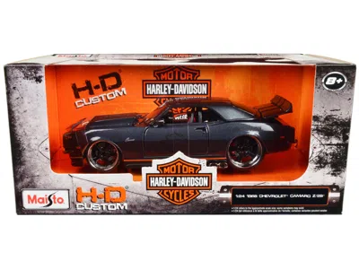 Maisto 1968 Chevrolet Camaro Z/28 Dark Gray Metallic With Black And Orange Stripes "harley Davidson" "h-d C